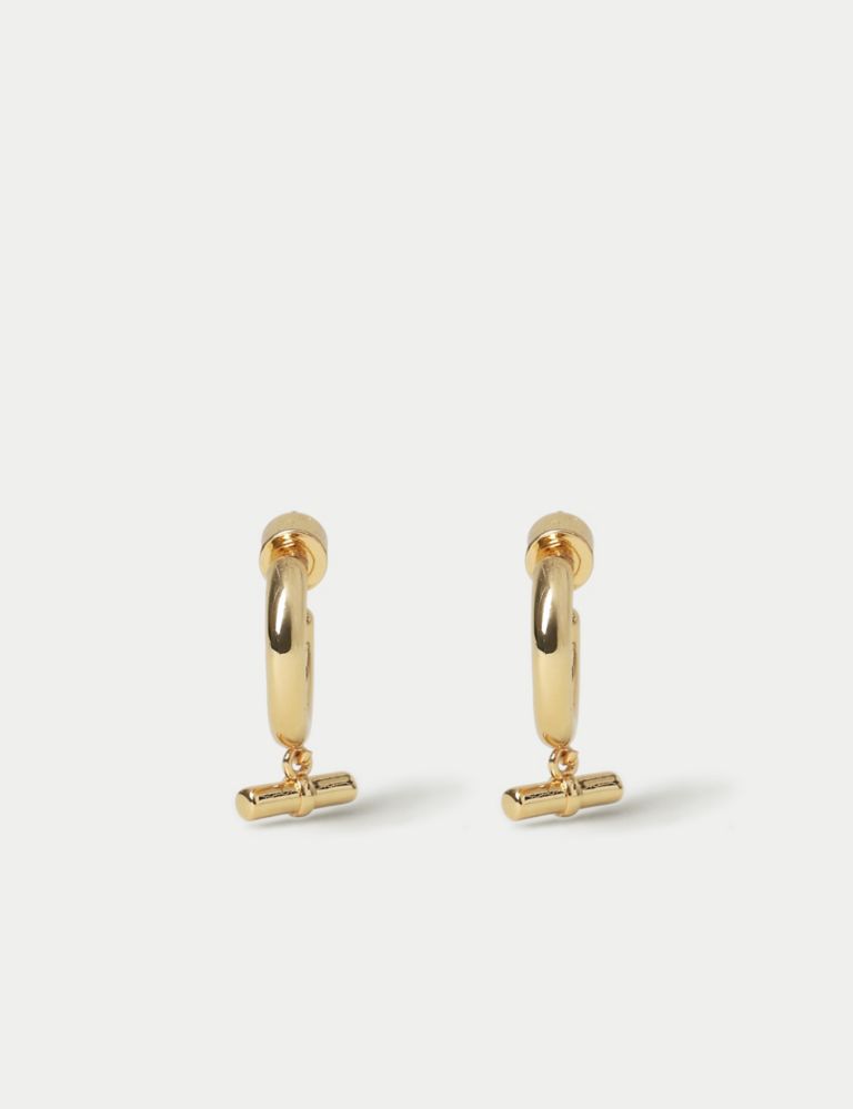 14ct Gold Plated T-Bar Hoop Earrings 2 of 2