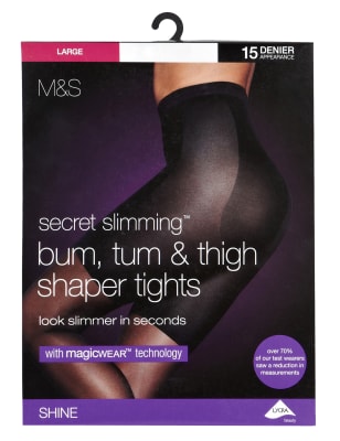 15 Denier Magicwear™ Bum, Tum & Thigh Shine Bodyshaper Tights, M&S  Collection