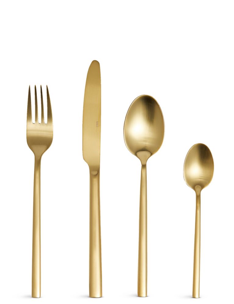 16 Piece Manhattan Brushed Gold Cutlery Set 1 of 2