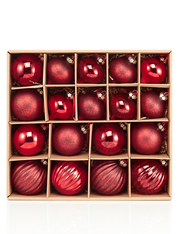 18 Red Glass Christmas Baubles Image 1 of 2