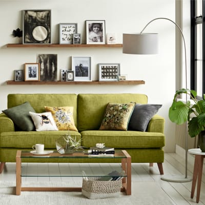 Floor lamp with living room furniture