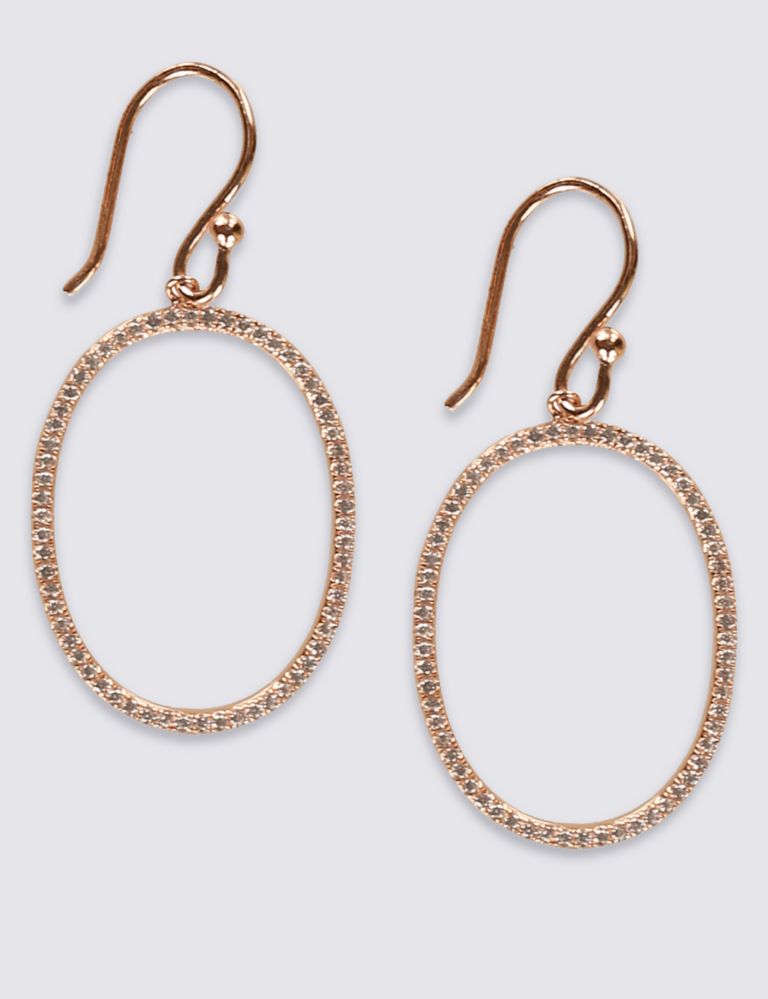 18ct Rose Gold Plated Sterling Silver Earrings with Pavé Cubic Zirconia 2 of 3