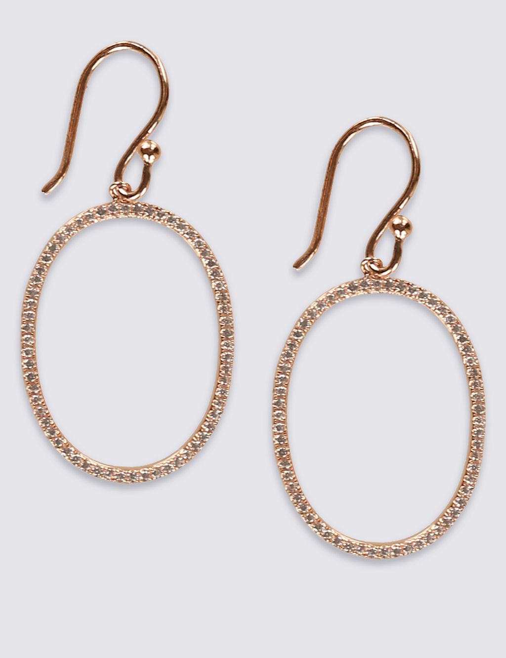 18ct Rose Gold Plated Sterling Silver Earrings with Pavé Cubic Zirconia 1 of 3