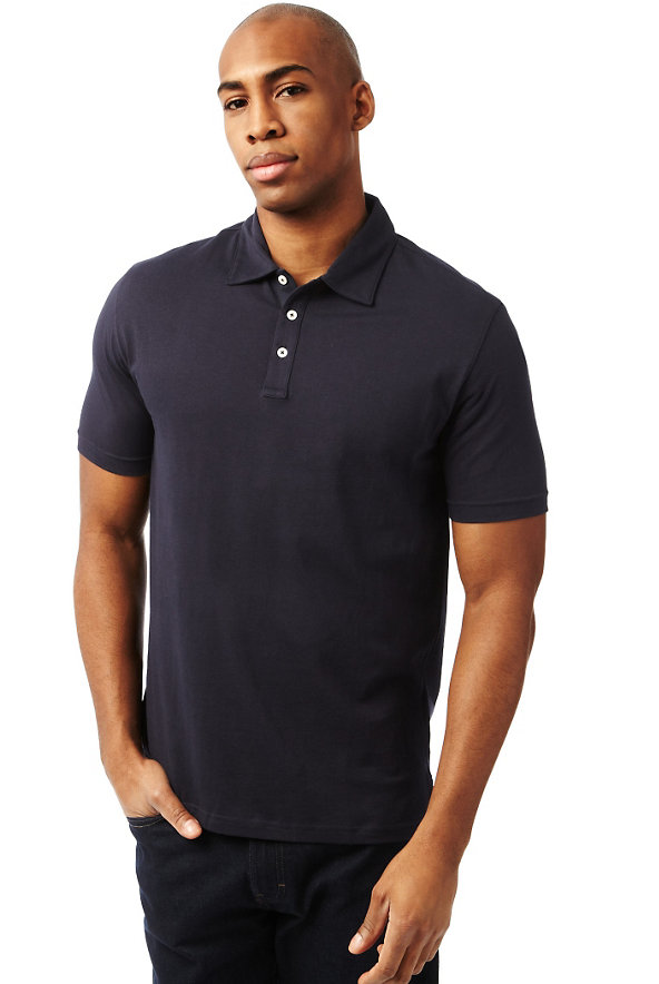 2'' Longer Pure Cotton Polo Shirt with Stay New™ Image 1 of 1