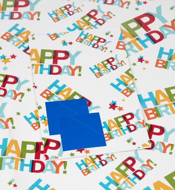 2 Bright Happy Birthday Text Wrapping Paper Image 1 of 2