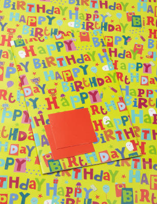 2 Bright Happy Birthday Wrapping Paper M&S