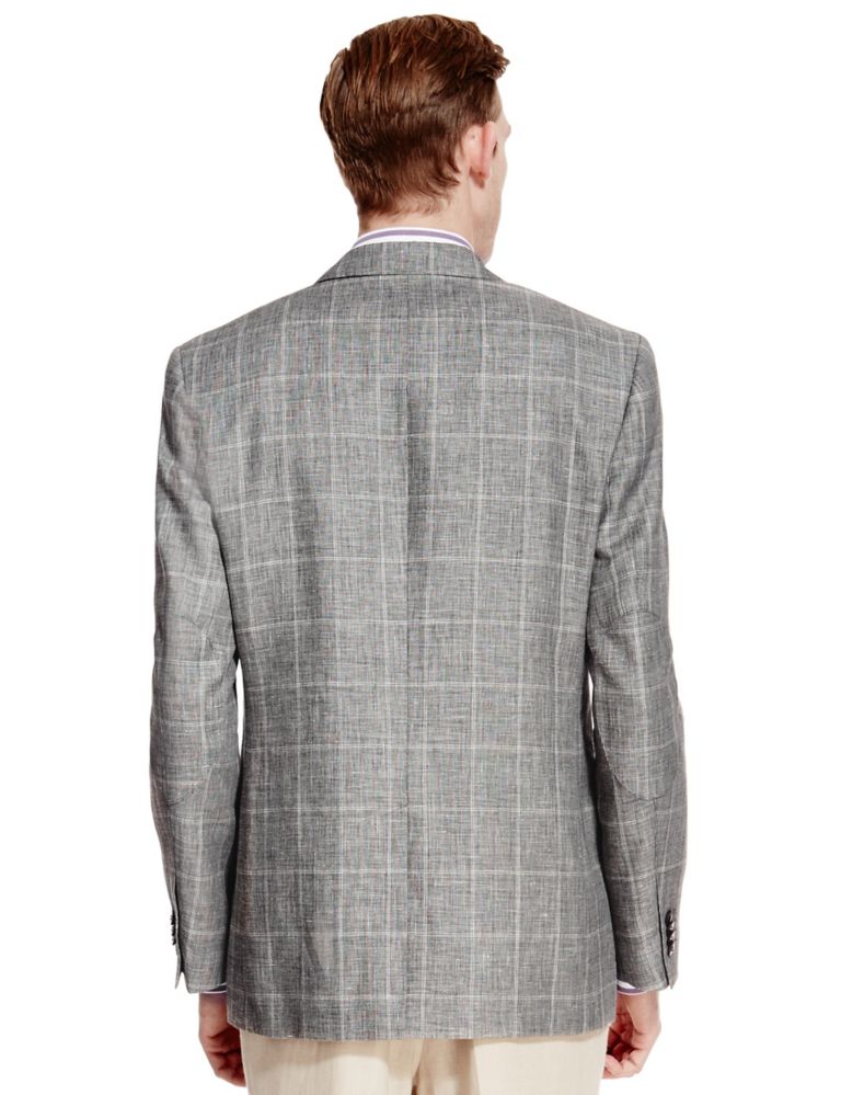 2 Button Large Checked Jacket with Linen 4 of 6