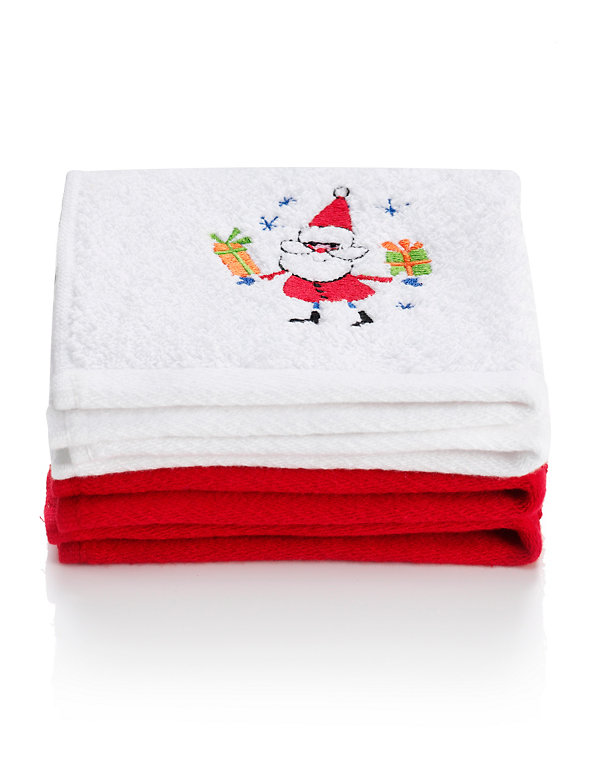 2 Christmas Design Face Pack Towels Image 1 of 2