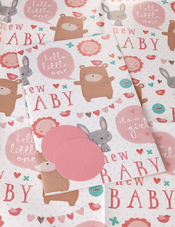 2 Cute Animals New Baby Wrapping Paper Image 1 of 1