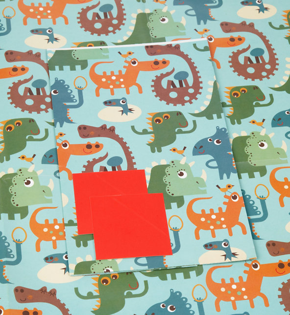 2 Cute Dinosaur Sheet Wrapping Paper Image 1 of 2