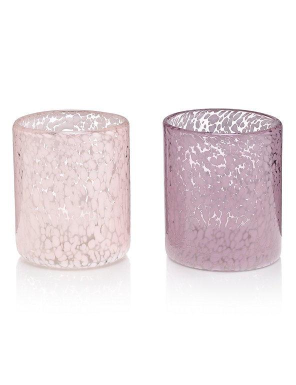 2 Dotted Glass Tealight Holders Image 1 of 1