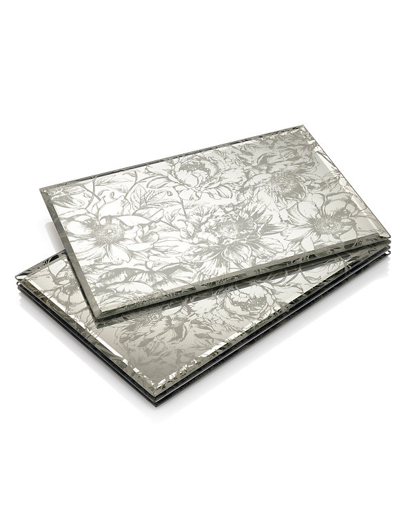 2 Etched Peony Glass Placemats Image 1 of 1