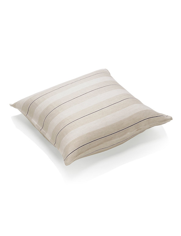 2 Natural Linen Cotton Stripe Square Pillowcases Image 1 of 2