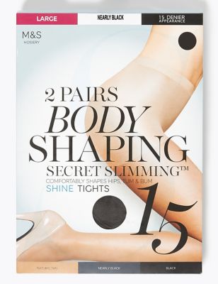 2 Pack 15 Denier Body Shaper Tights, M&S Collection