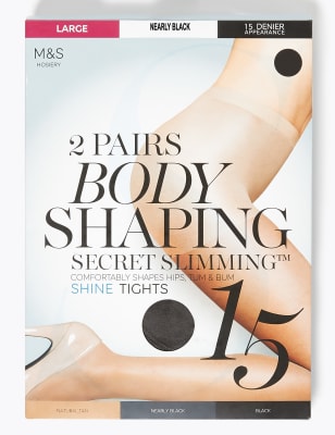 2 Pack 15 Denier Body Shaper Tights, M&S Collection