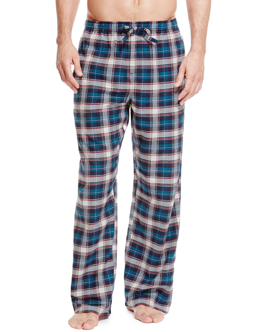 2 Pack 2in Longer Brushed Cotton Checked Thermal Pyjama Bottoms 3 of 5