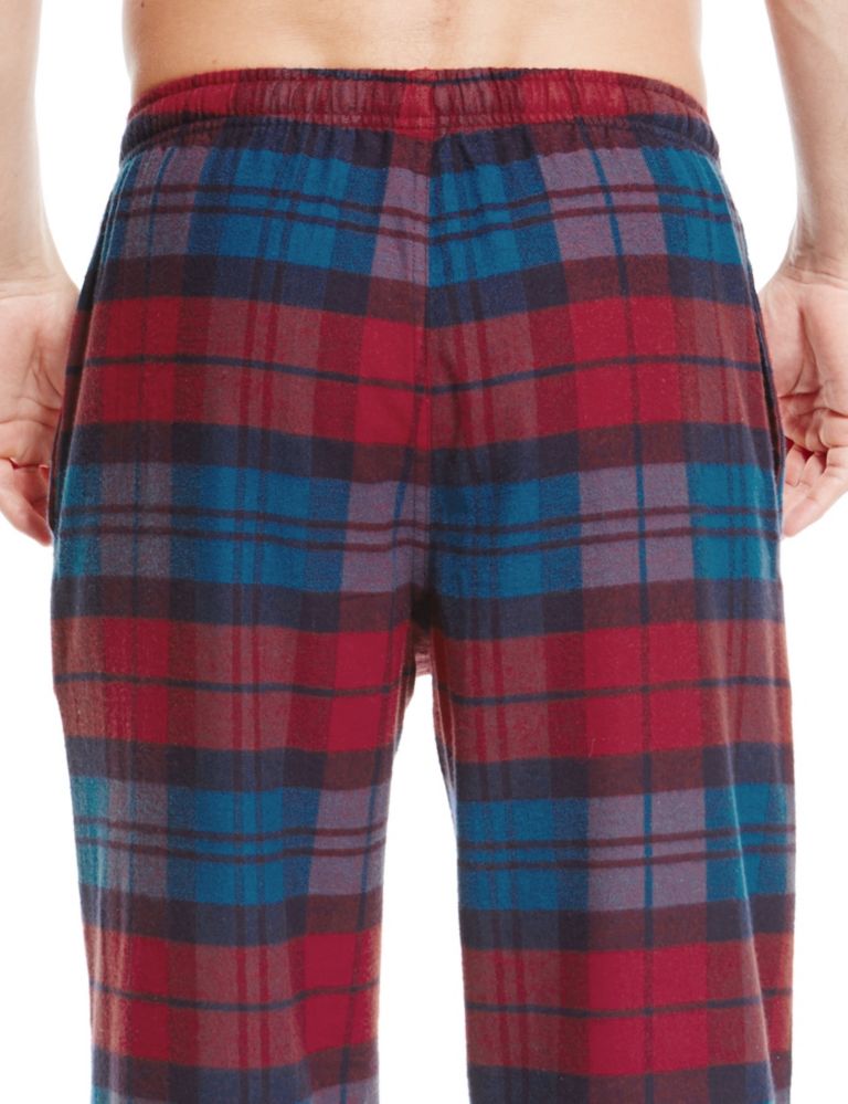 2 Pack 2in Longer Brushed Cotton Checked Thermal Pyjama Bottoms 5 of 5