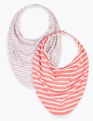 2 Pack Adaptive Cotton Striped Bibs Image 1 of 1