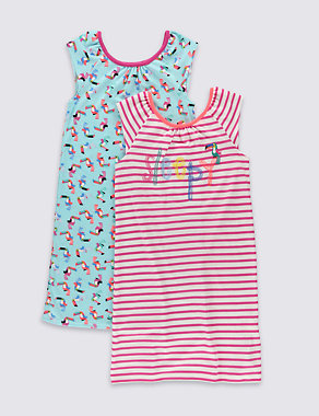 2 Pack Assorted Nightdresses with StayNEW™ (1-8 Years) Image 2 of 6