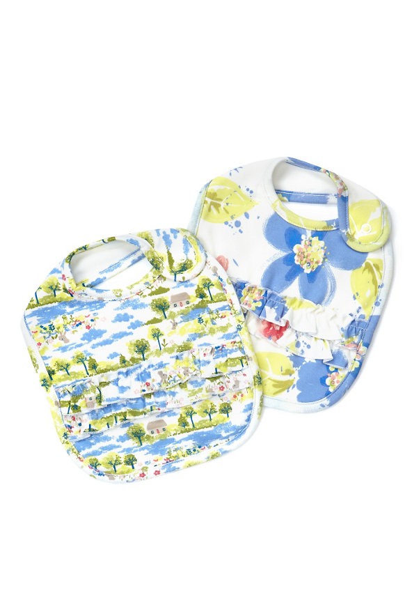 2 Pack Assorted Pure Cotton Bibs Image 1 of 2