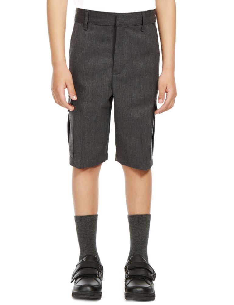 2 Pack Boys' Crease Resistant Adjustable Waist Cargo Shorts with Triple Action Stormwear™ 1 of 4