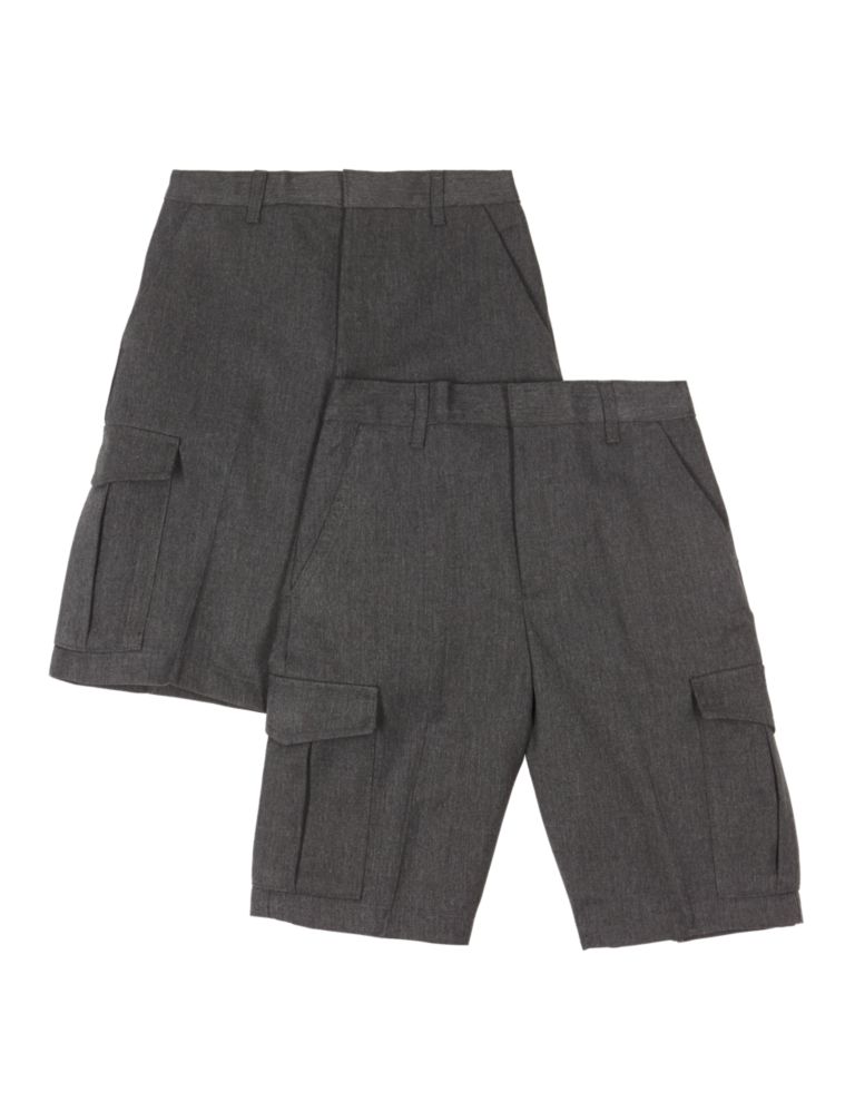 2 Pack Boys' Crease Resistant Adjustable Waist Cargo Shorts with Triple Action Stormwear™ 2 of 4