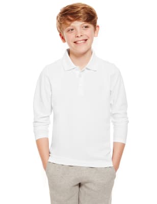 m&s long sleeve polo shirt