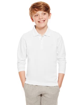 m&s long sleeve polo shirt