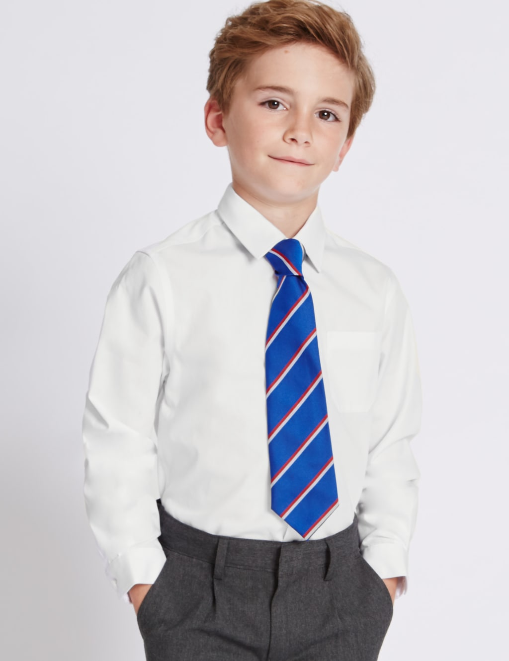 2 Pack Boys' Pure Cotton Slim Fit Shirts M&S