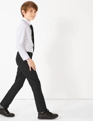 boys black skinny leg trousers