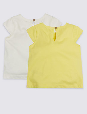 2 Pack Broderie Pure Cotton T-Shirts Image 2 of 5