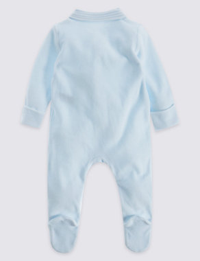 2 Pack Collared Velour Sleepsuit Image 2 of 6