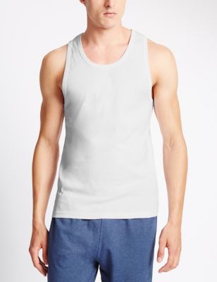 2 Pack Cool & Fresh™ Pure Cotton Ribbed Vests with StayNEW™, M&S  Collection