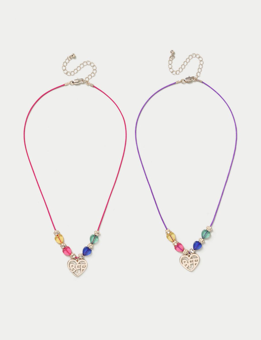 2 Pack Corded BBF Heart Necklace 1 of 3