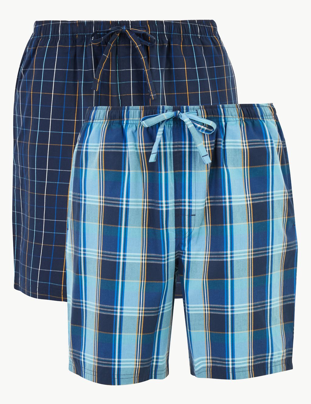 2 Pack Cotton Checked Pyjama Shorts 1 of 5