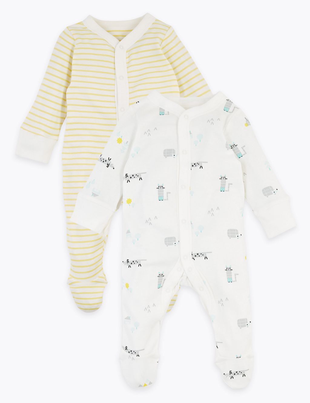2 Pack Cotton Patterned Sleepsuits (6½lbs-3 Yrs) 3 of 7