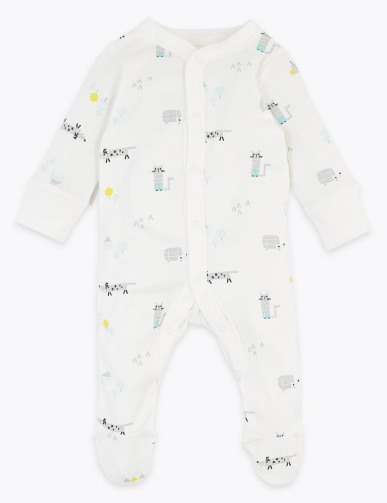 2 Pack Cotton Patterned Sleepsuits (6½lbs-3 Yrs) 2 of 7