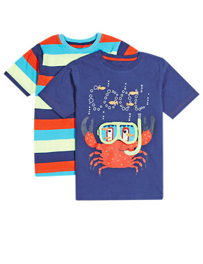 2 Pack Cotton Rich Assorted T-Shirts (1-7 Years) Image 2 of 6