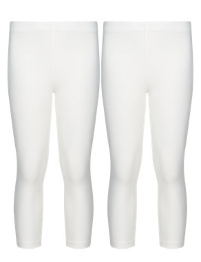 2 Pack Cotton Rich Cropped Leggings with Stain Away™ Image 2 of 4