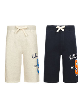 2 Pack Cotton Rich Drawstring Shorts (5-14 Years) Image 2 of 5