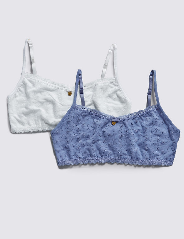 2 Pack Cotton Rich Embroidered Cropped Vests (6-16 Years) Image 1 of 1