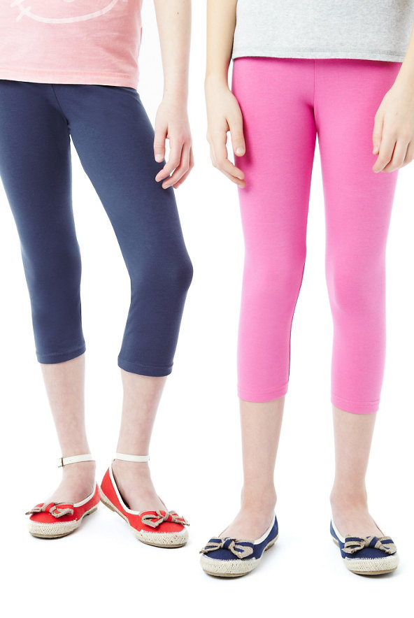 2 Pack Cotton Rich Leggings with Stay New™ Image 1 of 1