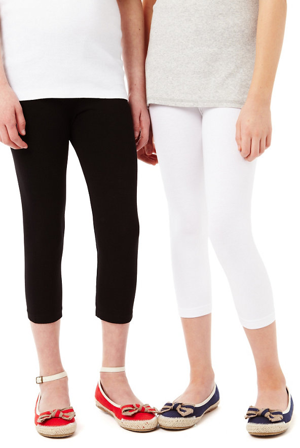 2 Pack Cotton Rich Leggings with Stay New™ Image 1 of 1