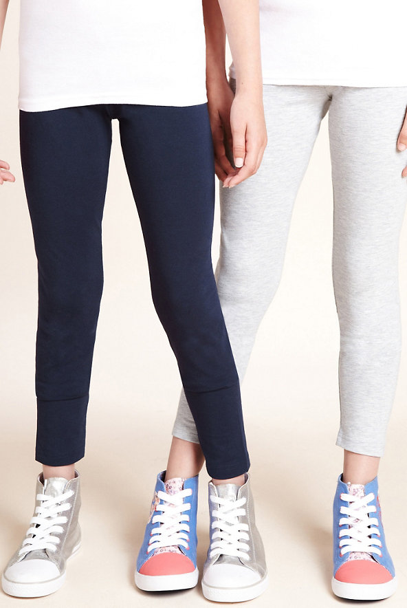 2 Pack Cotton Rich Leggings with StayNEW™ Image 1 of 1