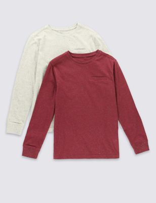 2 Pack Cotton Rich Long Sleeve T-Shirt (5-14 Years) Image 2 of 6