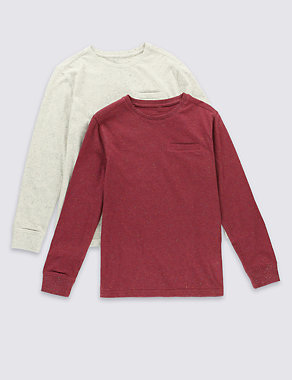 2 Pack Cotton Rich Long Sleeve T-Shirt (5-14 Years) Image 2 of 6
