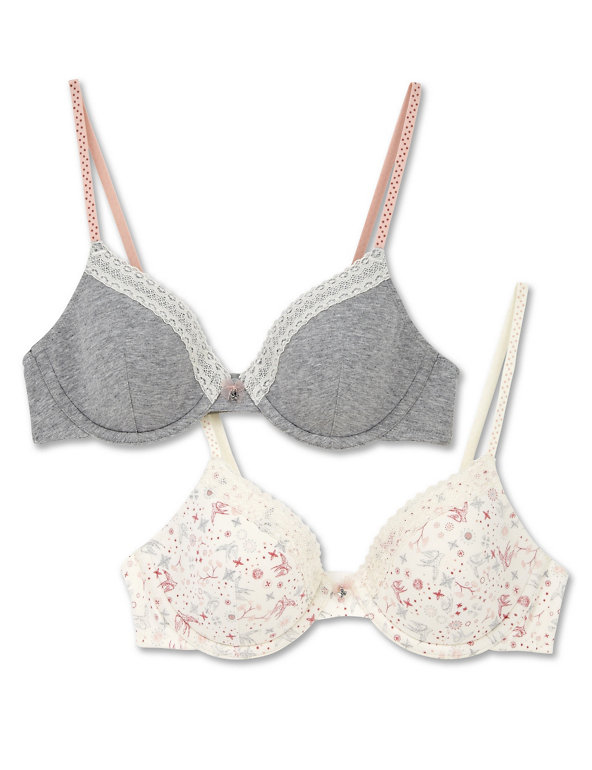 2 Pack Cotton Rich Moulded Underwired Assorted Bras Image 1 of 1