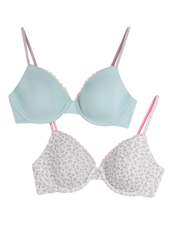 2 Pack Cotton Rich Moulded Underwired Assorted Full Cup Bras Image 1 of 1