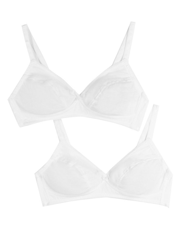2 Pack Cotton Rich Non-Padded Non-Wired Bralets Image 1 of 2