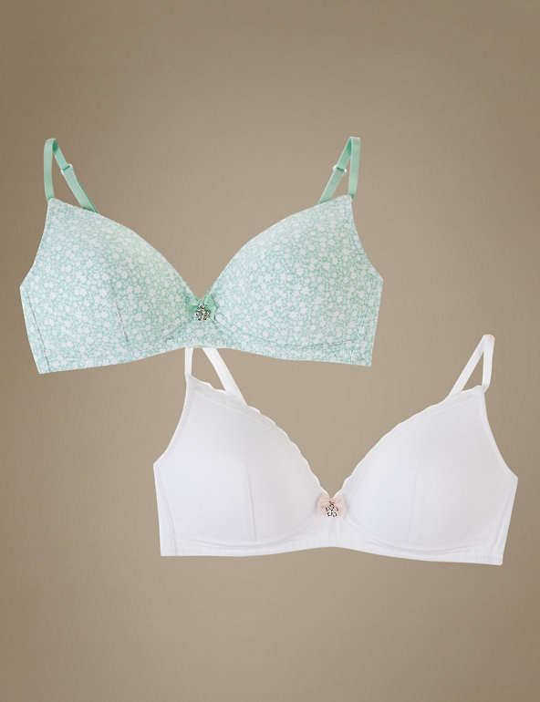 2 Pack Cotton Rich Non Wired First Bras Image 1 of 2